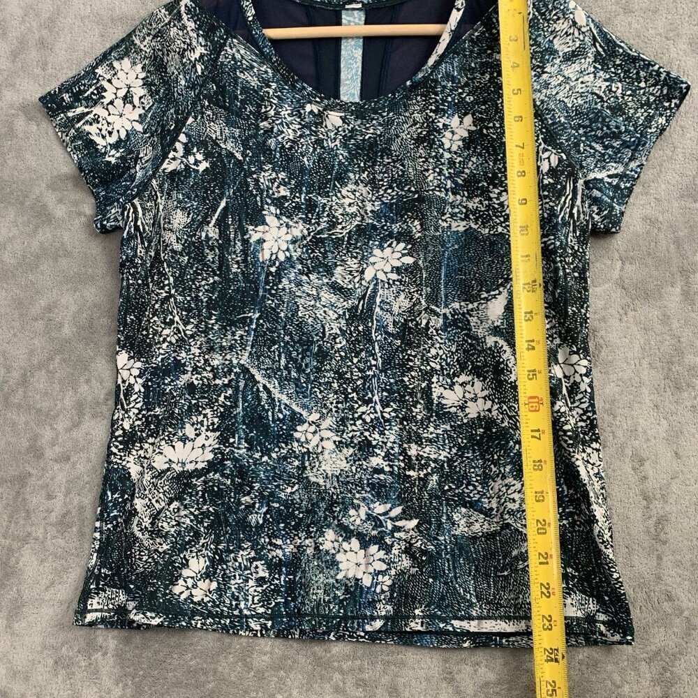 Lululemon Shirt Womens 6 Seek the Heat Short Sleeve Wildwood Nocturnal Blue Teal - Picture 2 of 6